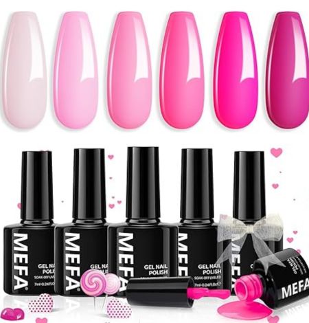 5.  MEFA Pink Gel Nail Polish Set—Best with affordable price
