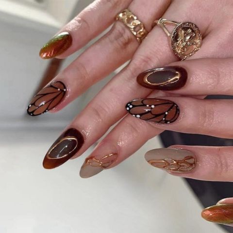 Maximalist Brown Nails