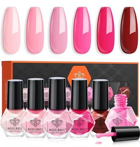 2.  Modelones Pink Gel Nail Polish Set— Best with a non-toxic formula