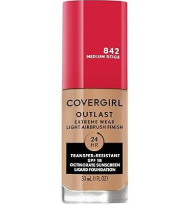 1.  Covergirl Outlast Full Coverage Liquid Foundation – Perfect for Lightweight Coverage